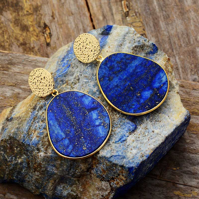 Spiritual Lapis Lazuli Earrings - Earrings - Pretland | Spiritual Crystals & Jewelry