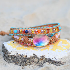 Lapis Lazuli Rainbow Healing Bracelet - Wrap Bracelets - Pretland | Spiritual Crystals & Jewelry