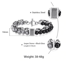 Clash Double Layer Bracelet - Jasper + Agate / 8inch - Bracelets - Pretland | Spiritual Crystals & Jewelry