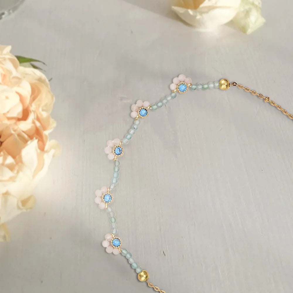 Elegant Flower White Jade Necklace