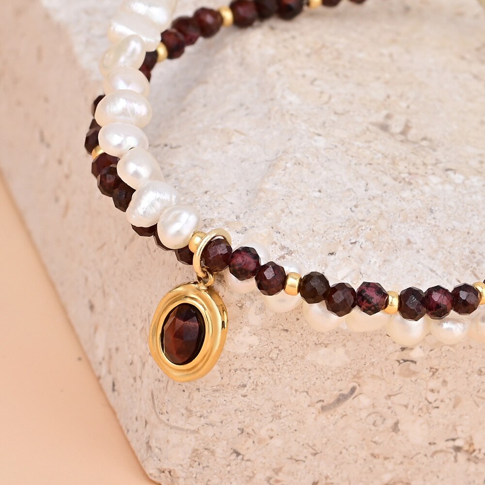 Elegant Red Tiger Eye Pearl Bracelet - Bracelets - Pretland | Spiritual Crystals & Jewelry