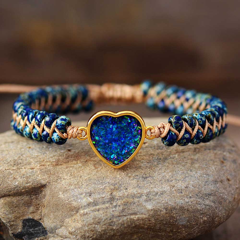 Shining Heart Opal Bracelet - Blue - Bracelets - Pretland | Spiritual Crystals & Jewelry