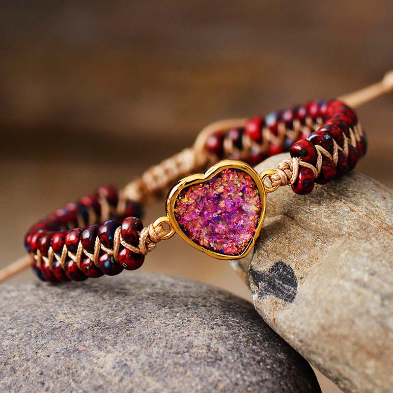 Shining Heart Opal Bracelet - Red - Bracelets - Pretland | Spiritual Crystals & Jewelry