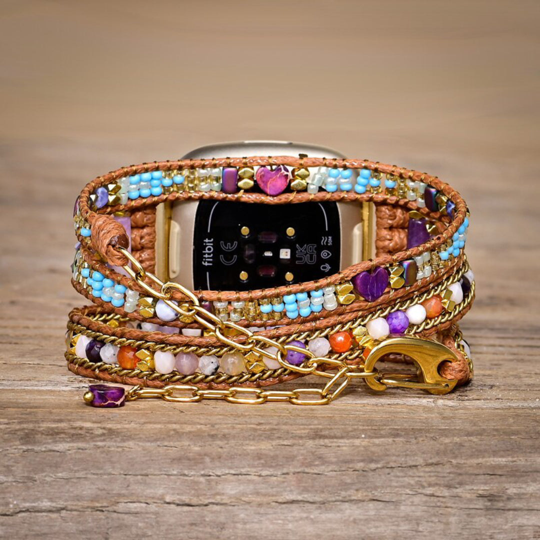 Ethnic Purple Jasper Fitbit Watch Strap - Fitbit Watch Straps - Pretland | Spiritual Crystals & Jewelry