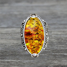 Spiritual Eye Shape Amber Ring - Rings - Pretland | Spiritual Crystals & Jewelry