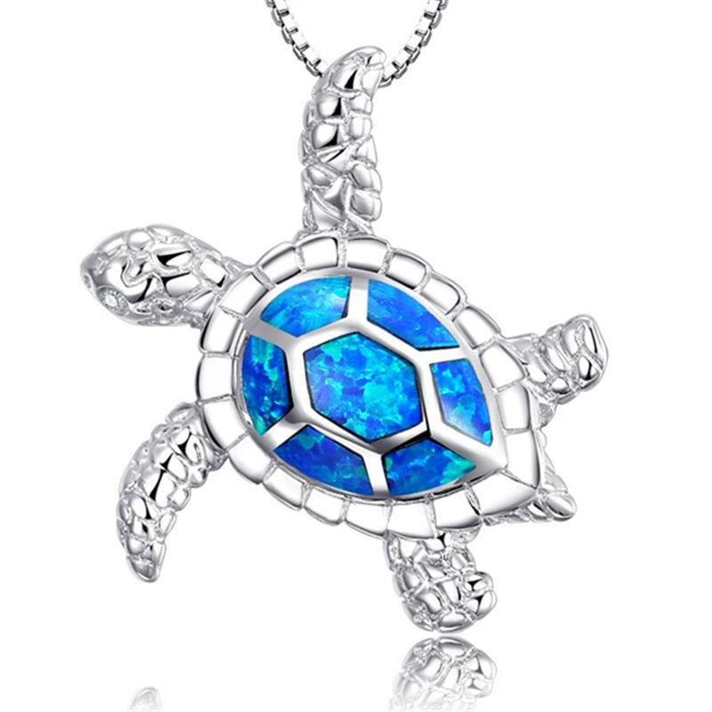 Lucky Turtle Opal Silver Necklace - Necklaces - Pretland | Spiritual Crystals & Jewelry
