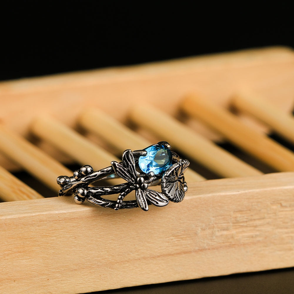 Dragonfly Lotus Ring - Rings - Pretland | Spiritual Crystals & Jewelry