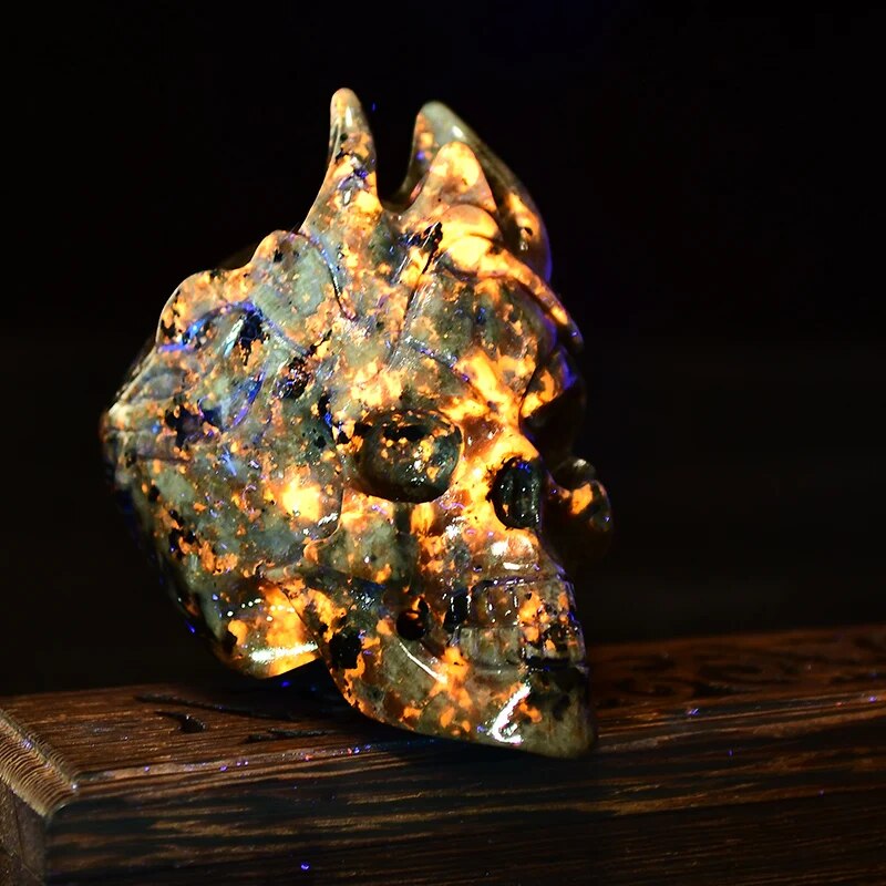 Flame Skull Natural Opal Stone
