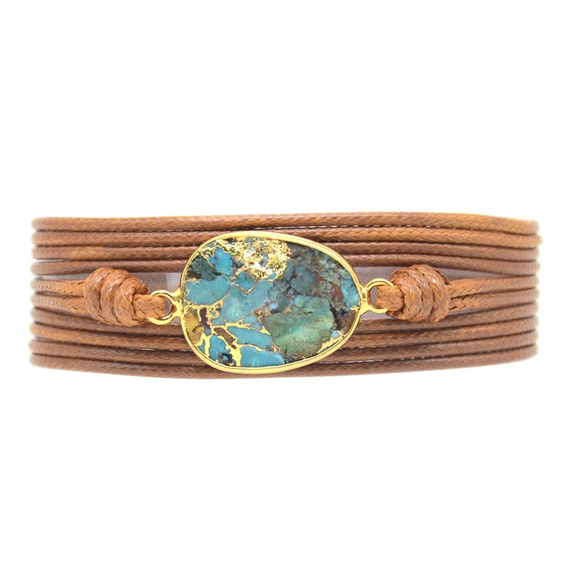 Golden Turquoise Boho Wrap Bracelet - Wrap Bracelets - Pretland | Spiritual Crystals & Jewelry