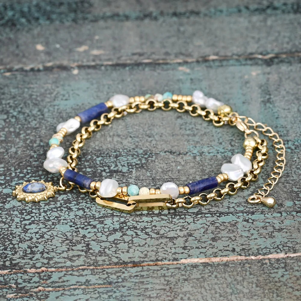 Chic Style Lapis Lazuli Stone Chain Bracelet
