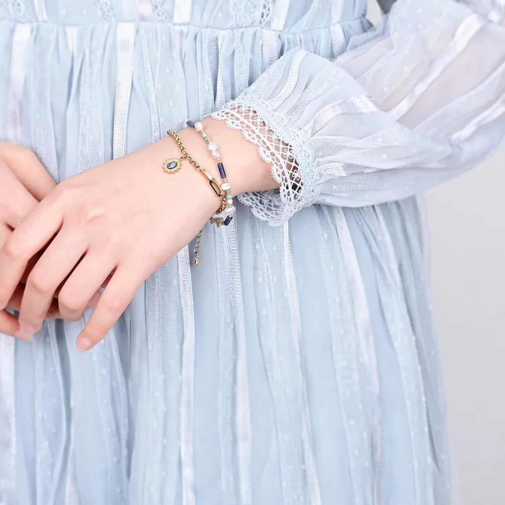 Chic Style Lapis Lazuli Stone Chain Bracelet