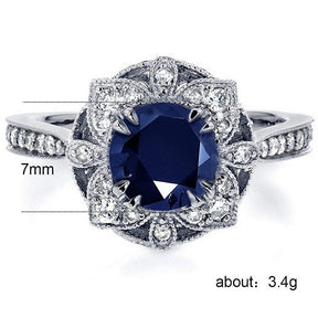 Flower Sapphire 925 Silver Ring