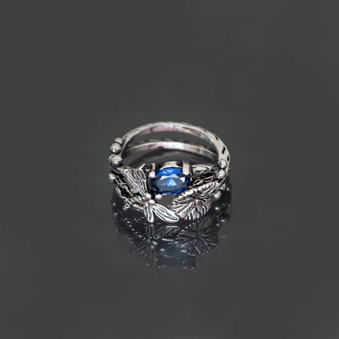 Dragonfly Gemstone Lotus Ring - Rings - Pretland | Spiritual Crystals & Jewelry