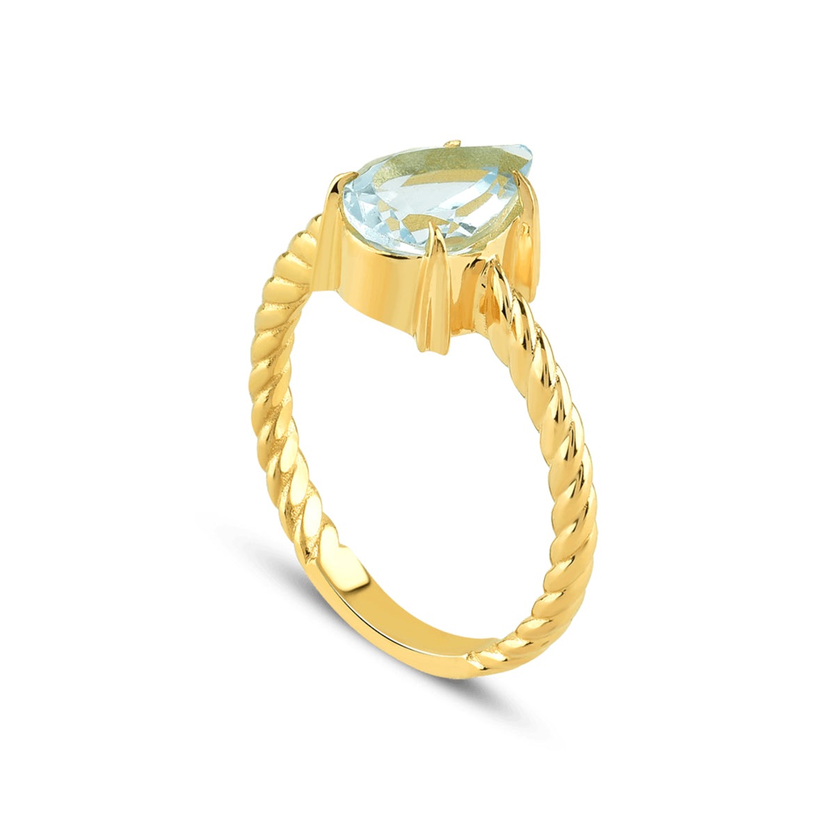 Intrecciata Blu Ghiaccio Topaz Gold Ring