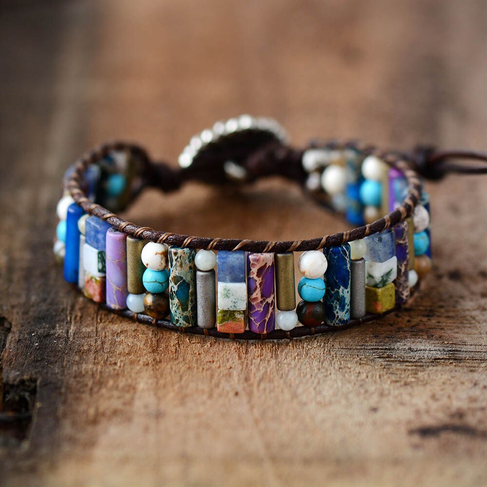 Natural Mixed Stone Tube Bracelet - Bracelets - Pretland | Spiritual Crystals & Jewelry
