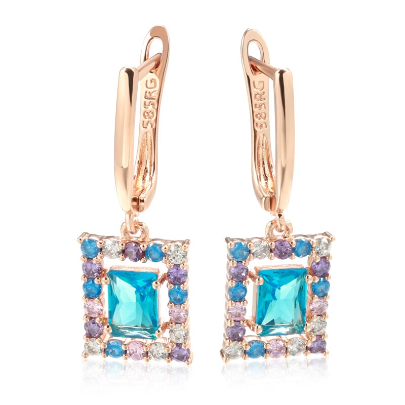Chic Aquamarine 14K Rose Gold Earrings