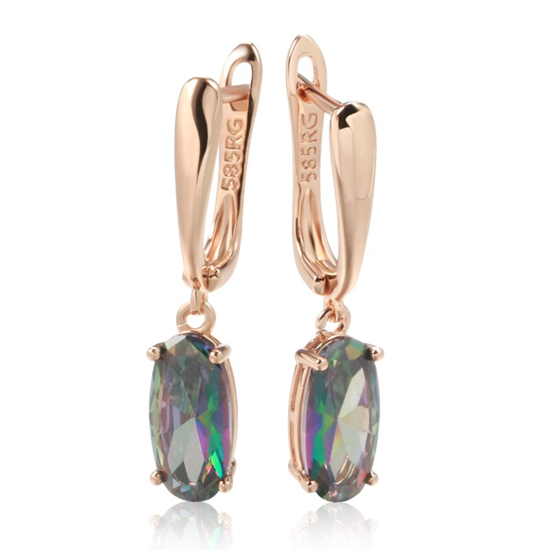 Luxury Topaz 14K Rose Gold Drop Earrings