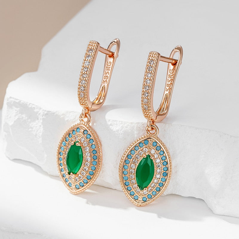 Vintage Emerald 14K Rose Gold Earrings
