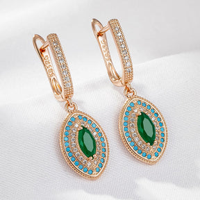 Vintage Emerald 14K Rose Gold Earrings