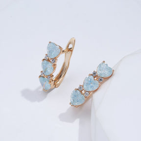 Lovely Aquamarine Heart 14K Rose Gold Earrings