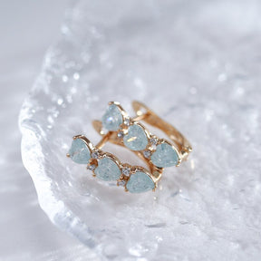 Lovely Aquamarine Heart 14K Rose Gold Earrings