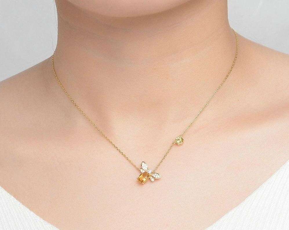 Spiritual Bee Citrine Gold Plated Necklace - Necklaces - Pretland | Spiritual Crystals & Jewelry