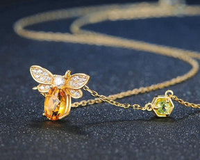 Spiritual Bee Citrine Gold Plated Necklace - Necklaces - Pretland | Spiritual Crystals & Jewelry