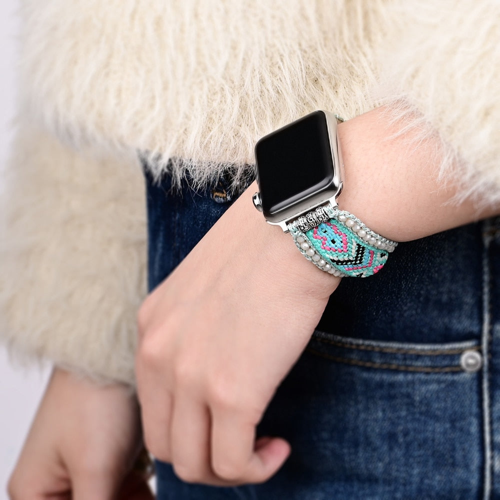 Turquoise Woven Quartz Watch Strap - Watch Straps - Pretland | Spiritual Crystals & Jewelry