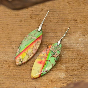 Nile Green Leaf Emperor Earrings - Drop Earrings - Pretland | Spiritual Crystals & Jewelry