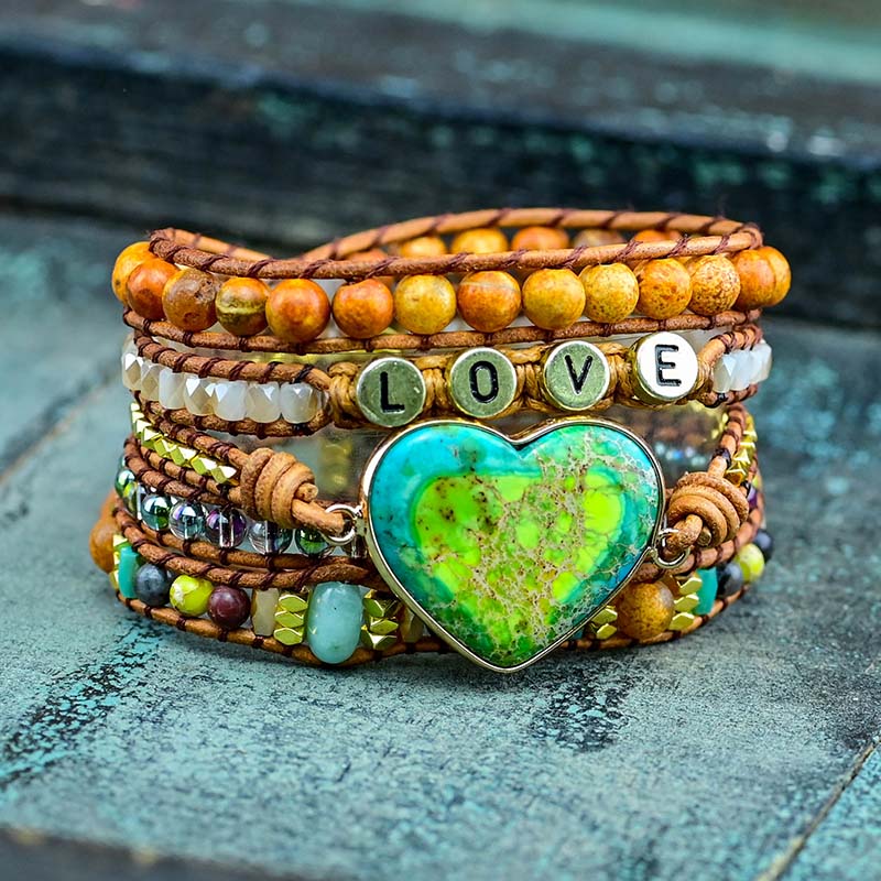 Love Leather Wrap Bracelet - Wrap Bracelets - Pretland | Spiritual Crystals & Jewelry