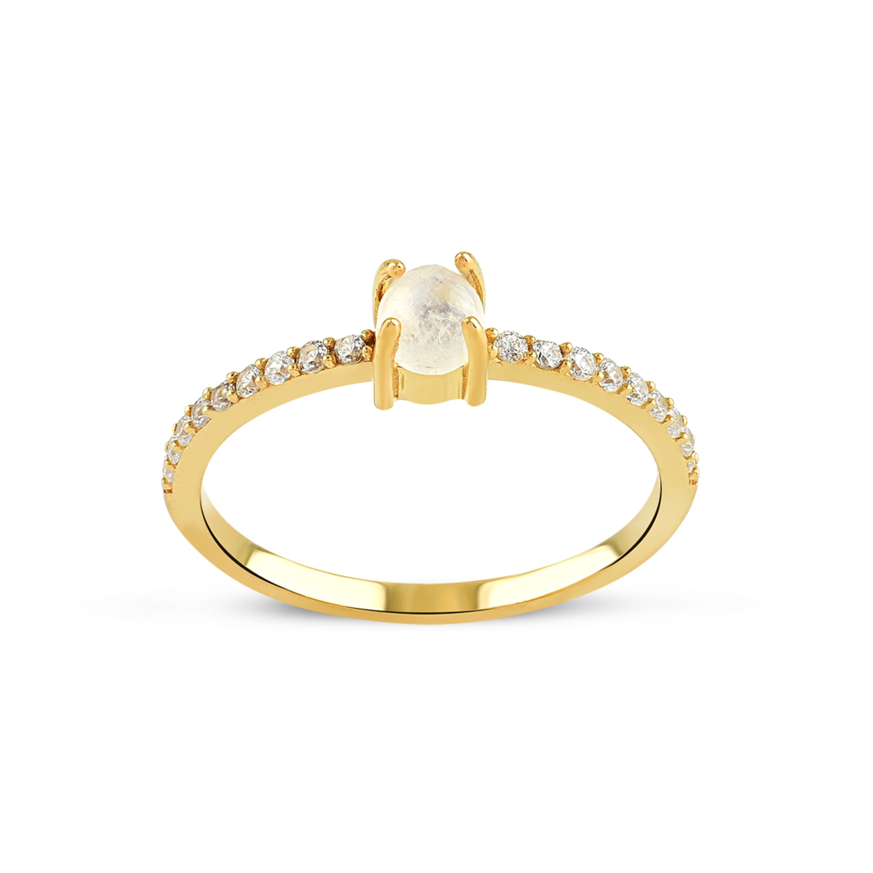 Luminosa Minimalist Moonstone Gold Ring
