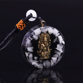 Luminous Ganesha Obsidian Necklace - Necklaces - Pretland | Spiritual Crystals & Jewelry