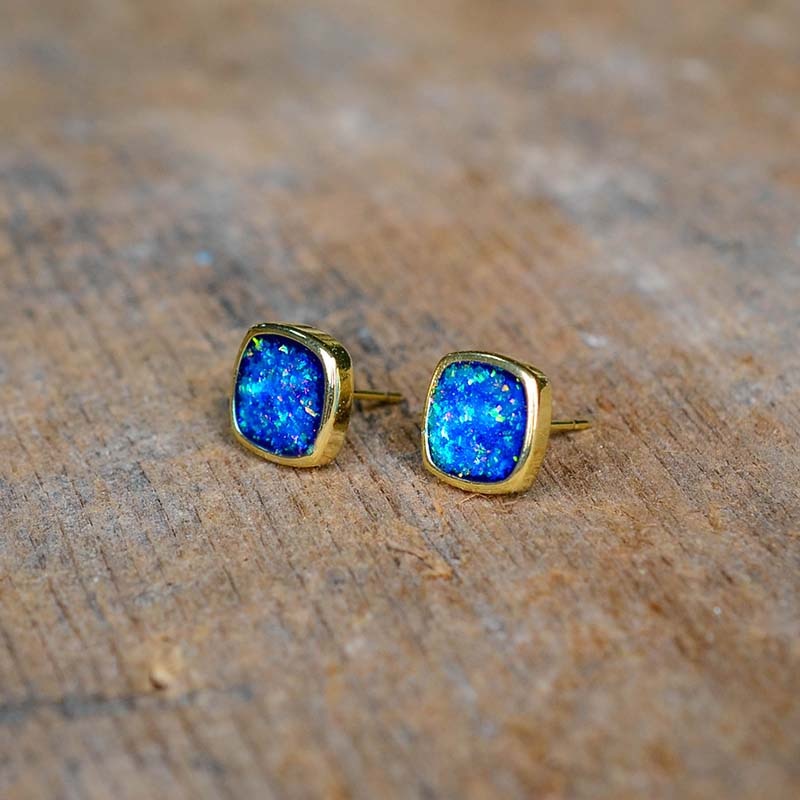 Spiritual Square Opal Earrings - Earrings - Pretland | Spiritual Crystals & Jewelry