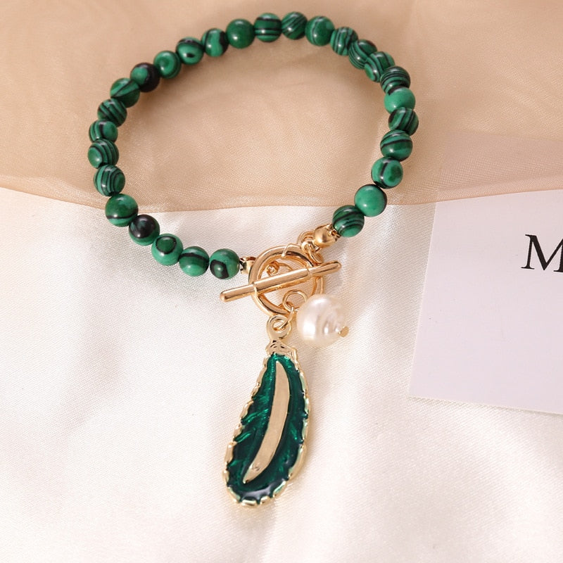 Spiritual Malachite Stone Pearl Bracelet - Bracelets - Pretland | Spiritual Crystals & Jewelry