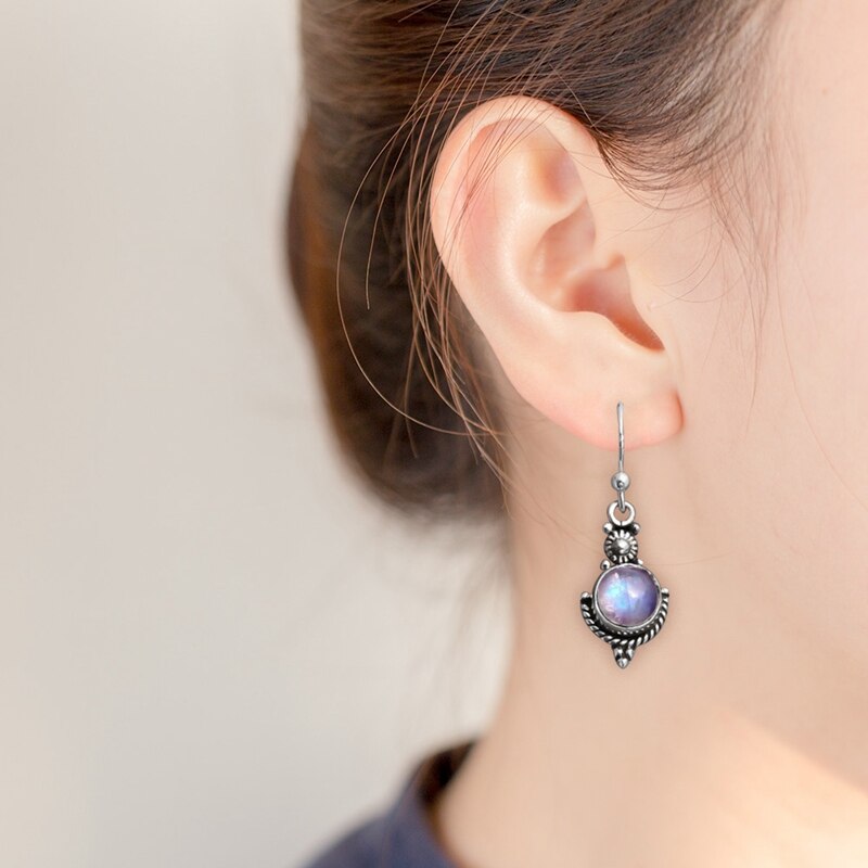 Handicraft Retro Moonstone Earrings - Earrings - Pretland | Spiritual Crystals & Jewelry