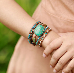Spirit Turquoise Jasper Wrap Bracelet - Wrap Bracelets - Pretland | Spiritual Crystals & Jewelry
