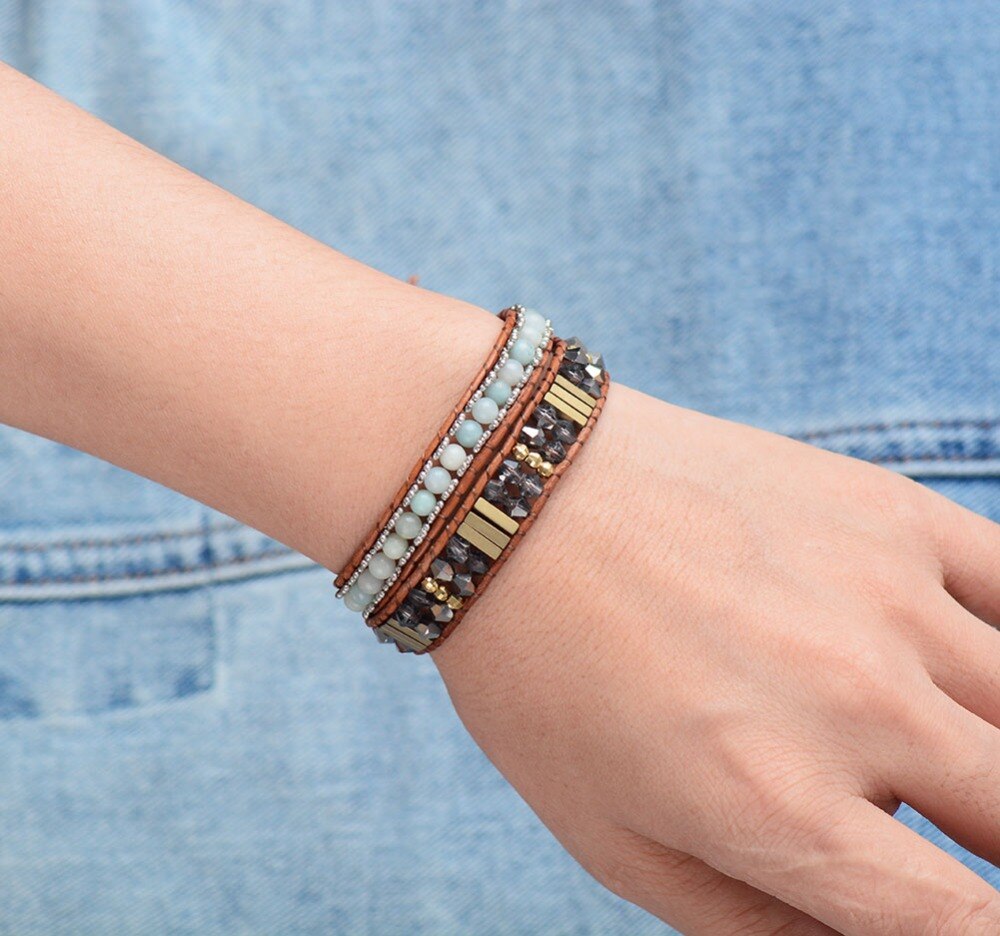 Ice Blue Amazonite Bracelet - Wrap Bracelets - Pretland | Spiritual Crystals & Jewelry