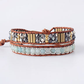 Ice Blue Amazonite Bracelet - Wrap Bracelets - Pretland | Spiritual Crystals & Jewelry
