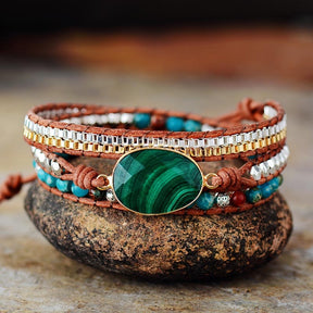 Nature Malachite Wrap Bracelet - Wrap Bracelets - Pretland | Spiritual Crystals & Jewelry