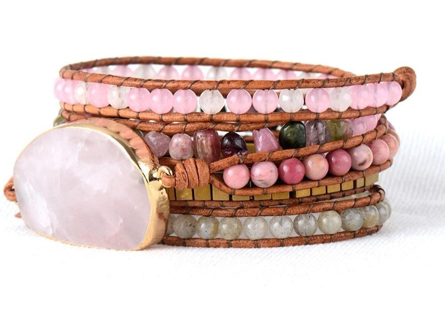 Inspired Rose Quartz Bracelet - Wrap Bracelets - Pretland | Spiritual Crystals & Jewelry