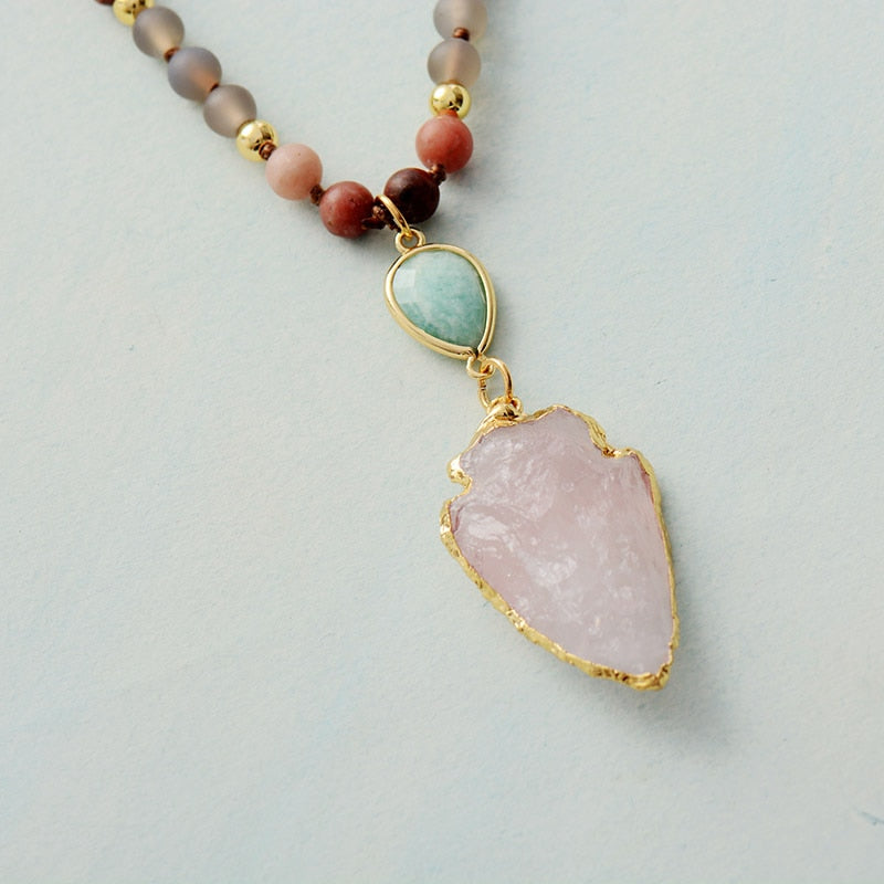 Spiritual Pink Passion Rose Quartz Necklace - Necklaces - Pretland | Spiritual Crystals & Jewelry