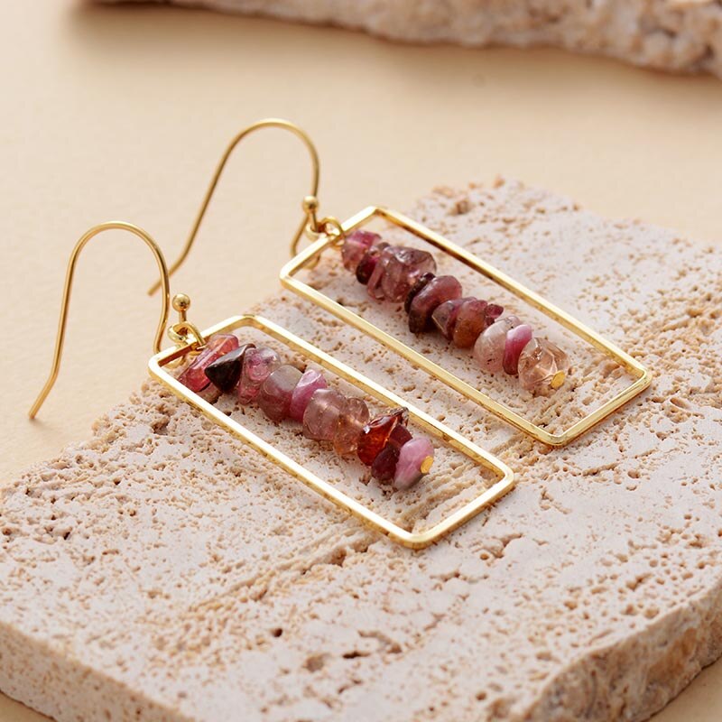 Tourmaline Neat Earrings - Earrings - Pretland | Spiritual Crystals & Jewelry