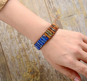 Polychrome Jasper Stone Unisex Bracelet - Wrap Bracelets - Pretland | Spiritual Crystals & Jewelry