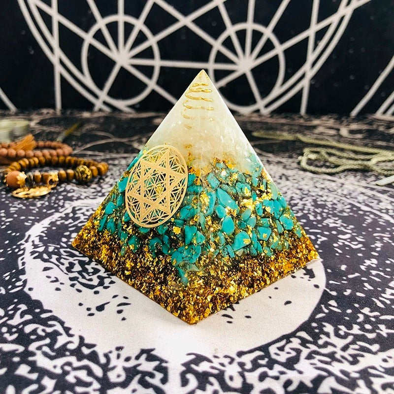 Turquoise Orgone Chakra Pyramid - Orgone Pyramids - Pretland | Spiritual Crystals & Jewelry