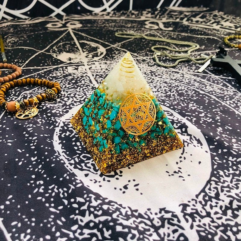 Turquoise Orgone Chakra Pyramid - Orgone Pyramids - Pretland | Spiritual Crystals & Jewelry