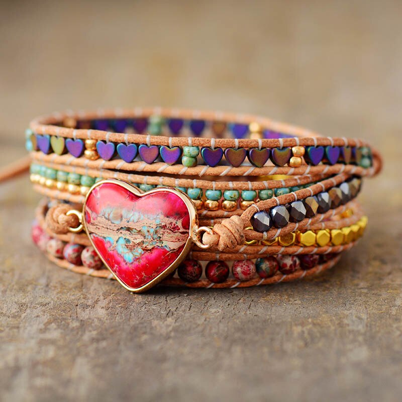 Premium Heart Shape Wrap Bracelet - Wrap Bracelets - Pretland | Spiritual Crystals & Jewelry