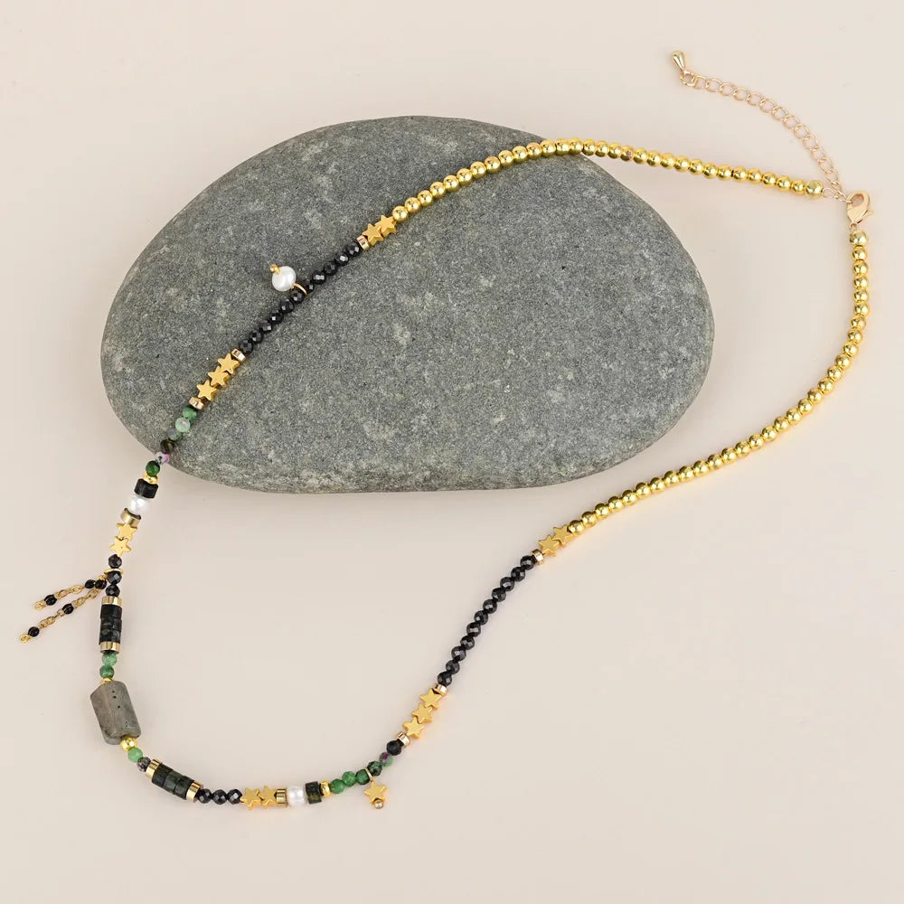 Retro Design Labradorite Stone Necklace