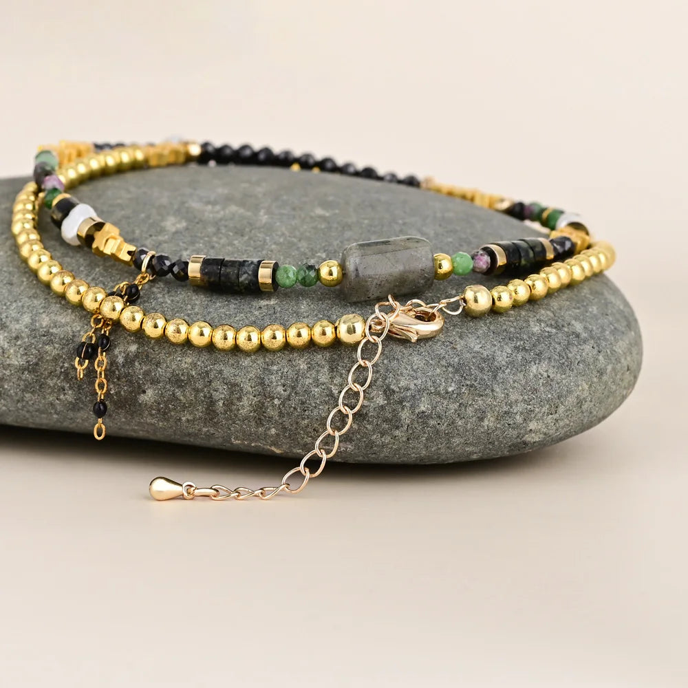 Retro Design Labradorite Stone Necklace