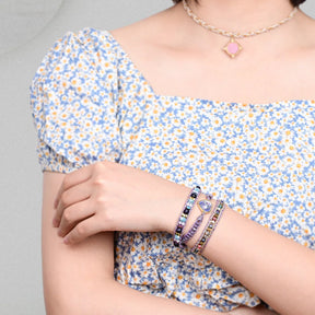 Romantic Purple Heart Shape Opal Wrap Bracelet