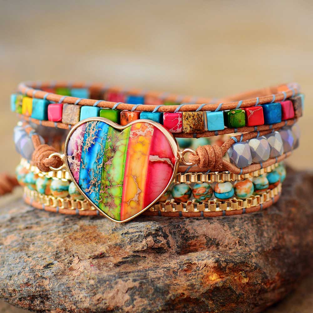Happiness Rainbow Wrap Bracelet - Wrap Bracelets - Pretland | Spiritual Crystals & Jewelry